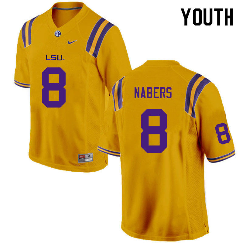Youth #8 Malik Nabers LSU Tigers College Football Jerseys Sale-Gold